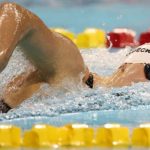 LEDECKY OF THE USA SET A NEW WORLD RECORD IN THE 1,500M FREESTYLE IN THE SHORT WATER.